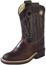 OLD WEST Jama Old West Kid's Brown Square Toe Cowboy Leather Boot OLD WEST Jama Old West Kid's Brown Square Toe Cowboy Leather Boot