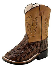 OLD WEST Jama Old West Boy's Brown Gator Print Cowboy Boot OLD WEST Jama Old West Boy's Brown Gator Print Cowboy Boot