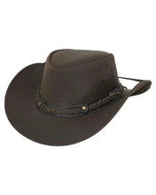 OUTBACK TRADING COMPANY Outback Trading Company Men's Chocolate Wagga Wagga Leather Hat OUTBACK TRADING COMPANY Outback Trading Company Men's Chocolate Wagga Wagga Leather Hat
