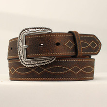 M & F M&F Western Ariat Men's Oiled Brown Boot Stitched Western Leather Belt M & F M&F Western Ariat Men's Oiled Brown Boot Stitched Western Leather Belt