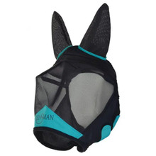 REINSMAN Reinsman Black & Teal Fly Mask With Ears REINSMAN Reinsman Black & Teal Fly Mask With Ears