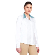 Equine Couture Kid's White/Aqua Kelsey Show Shirt