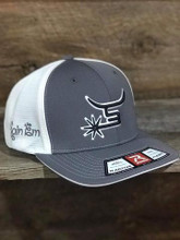 Spin Em Rodeo Grey & White Slate Flexfit Western Cap