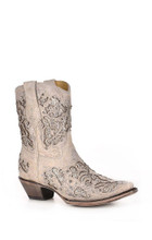 CORRAL Corral Women's White Glittered Inlay & Crystals Snip Toe Wedding Boot 