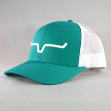 KIMES RANCH Kimes Ranch Weekly Trucker Hat Teal & White Cap KIMES RANCH Kimes Ranch Weekly Trucker Hat Teal & White Cap