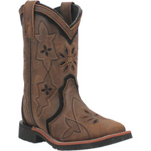DAN POST Dan Post Girl's Brown Square Toe Western Posy Leather Boot DAN POST Dan Post Girl's Brown Square Toe Western Posy Leather Boot