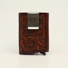 M&F Western Men's Brown Logo Tooled Smart 3D Leather Wallet