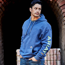 ARIAT Ariat Men's Navy Heather/Lime Rebar Graphic Hoodie ARIAT Ariat Men's Navy Heather/Lime Rebar Graphic Hoodie