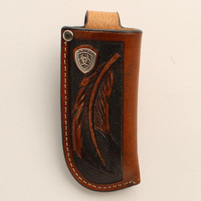 M&F Western Ariat Feather Embossed Knife Sheath - Tan & Brown