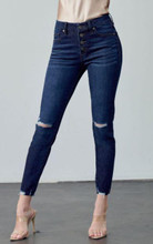 KANCAN Kancan Women's Distressed Mid Rise Exposed Ankle Skinny Jean 