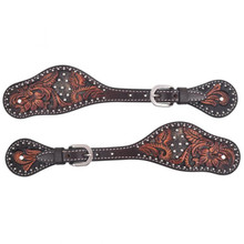 Circle Y Of Yoakum Men's Chocolate/Silver Dark Flash Arizona Flower Leather Spur Circle Y Of Yoakum Men's Chocolate/Silver Dark Flash Arizona Flower Leather Spur
