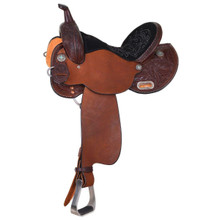 CIRCLE Y OF YOAKUM Circle Y Dakota Barrel Saddle 14 1/2" Feather Tooling CIRCLE Y OF YOAKUM Circle Y Dakota Barrel Saddle 14 1/2" Feather Tooling