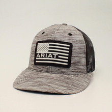 ARIAT Ariat Men's Grey USA Flag Patch Snapback Ball Cap ARIAT Ariat Men's Grey USA Flag Patch Snapback Ball Cap