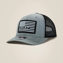ARIAT Ariat Men's USA Flag Patch Logo Cap - Heathered Grey & Black 