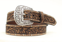 M & F Ariat Women's Studded Tooled Leather Western Belt  