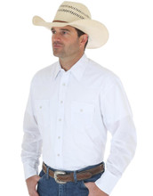 Wrangler Men's White Solid Broadcloth Western Snap Shirt