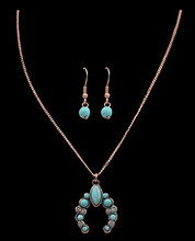 M & F Silver Strike Turquoise Squash Blossom Western  Necklace & Earring Set  