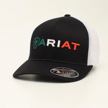 M & F Ariat Mexican Flag Logo Trucker Hat Ball Cap M & F Ariat Mexican Flag Logo Trucker Hat Ball Cap