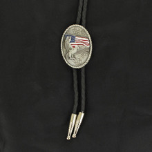 M & F Double S US American Flag With Eagle Western Bolo Tie M & F Double S US American Flag With Eagle Western Bolo Tie
