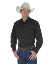 WRANGLER Wrangler Men's Black Western Snap Dobby Stripe Shirt WRANGLER Wrangler Men's Black Western Snap Dobby Stripe Shirt
