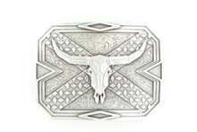 Nocona Steer Skull Silver Western Belt Buckle Nocona Steer Skull Silver Western Belt Buckle