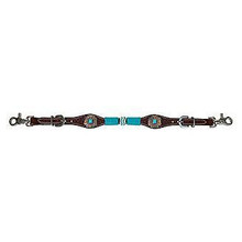 CIRCLE Y OF YOAKUM Circle Y Of Yoakum Chocolate & Turquoise Round Up Leather Wither Strap CIRCLE Y OF YOAKUM Circle Y Of Yoakum Chocolate & Turquoise Round Up Leather Wither Strap