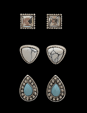 Silver Strike Western Stud Earring 3 Pair Set