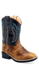 OLD WEST Old West Kid's Dark Blue/Brown Square Toe Western Cowboy Boot OLD WEST Old West Kid's Dark Blue/Brown Square Toe Western Cowboy Boot