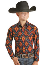 PANHANDLE SLIM Panhandle Boy's Aztec Print Long Sleeve Snap Western Shirt PANHANDLE SLIM Panhandle Boy's Aztec Print Long Sleeve Snap Western Shirt