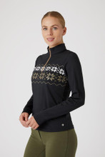 HORZE Horze Women's Emily Training Shirt Black Snowflake Base Layer HORZE Horze Women's Emily Training Shirt Black Snowflake Base Layer