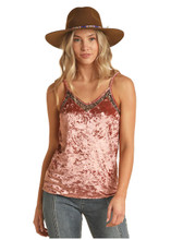 ROCK & ROLL COWGIRL Rock & Roll Denim Women's Pink Velvet Tank Top ROCK & ROLL COWGIRL Rock & Roll Denim Women's Pink Velvet Tank Top