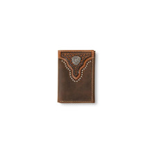 M & F Ariat Trifold Western Basketweave Studded Leather Rodeo Wallet M & F Ariat Trifold Western Basketweave Studded Leather Rodeo Wallet