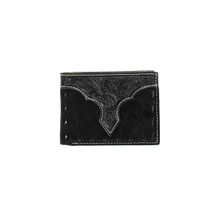 M & F M&F Nocona Men's Black Bifold Roughout Buck Laced Leather Wallet M & F M&F Nocona Men's Black Bifold Roughout Buck Laced Leather Wallet