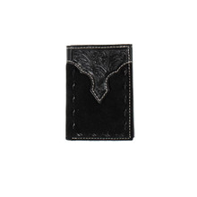 M & F Men's Nocona Roughout Buck Lace Trifold Wallet Black 