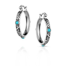MONTANA SILVERSMITH Montana Silversmiths Women's Turquoise Uncovered Beauty Hoop Earrings 