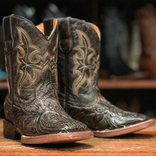 TANNER MARK Children's Hand Tooled Brown Boots 