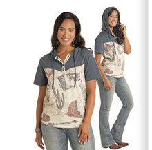 PANHANDLE SLIM Panhandle Women's Natural Sublimation Short Sleeve Hoodie 