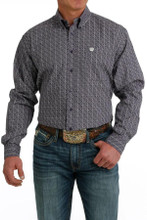CINCH Cinch Men's Purple Classic Geographic Print Button Down Long Sleeve Shirt CINCH Cinch Men's Purple Classic Geographic Print Button Down Long Sleeve Shirt