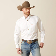 Men's Ariat White Solid Twill Classic Fit Tall Shirt