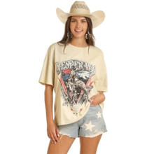 PANHANDLE SLIM Rock & Roll Denim Panhandle Slim Women's Eggshell West Desperado Oversized Graphic Cotton Tee 