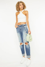 KANCAN Kancan Women's Medium Wash Shelly High Rise Boyfriend Cotton Jean 