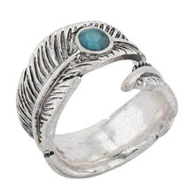 MONTANA SILVERSMITH Montana Silversmiths Women's Turquoise Feather Touch Attitude Wrap Ring 