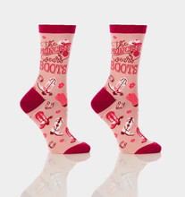 GIFTCRAFT Giftcraft Yo & Co Women's Dark Pink The Princess Wears Boots Crew Socks 