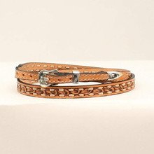 M & F M&F Western Men's Brown Tapered Leather Embossed Laced HatBand M & F M&F Western Men's Brown Tapered Leather Embossed Laced HatBand