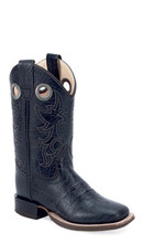 OLD WEST BOOTS Old West Kid's Black Broad Square Toe Western Leather Boot 