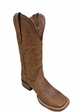 Tanner Mark Women's Cognac Pull Up Wide Square Toe Western Leather Boot