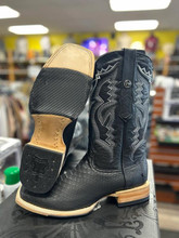 Tanner Mark Men's Cowboy Classic Black Python Hybrid Sole Leather Boot