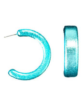 M & F M&F Women's Blazin Roxx Blue Metallic Post Hoop Earrings M & F M&F Women's Blazin Roxx Blue Metallic Post Hoop Earrings