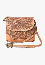 AMERICAN DARLING American Darling Women's Tan Medium Tooled Leather Crossbody Bag 