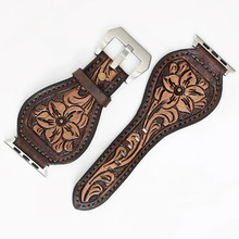 AMERICAN DARLING American Darling Floral Hand Tooled Watch Band 42 - 45mm 